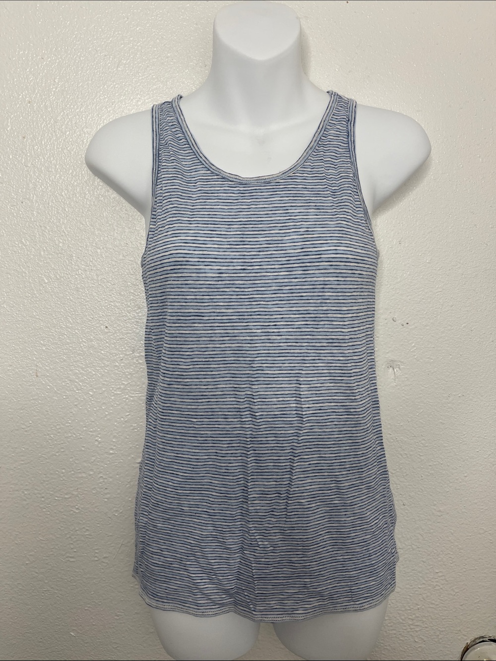 J.Crew Blue & White Striped Linen Tank- S